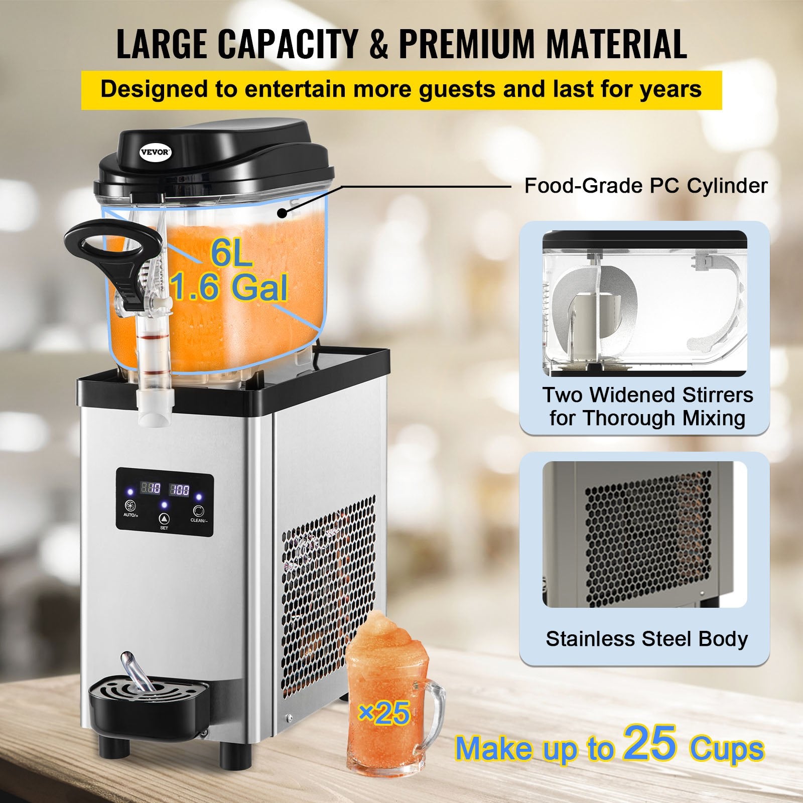Food Storage: VEVOR Commercial Slush Machine Frozen Drink Slushy Making Machine 6L/1.6 Gallons