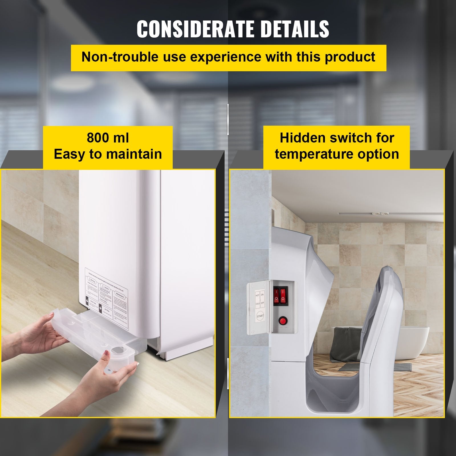 Automotive Cleaning: VEVOR Jet Hand Dryer Blade Hand Dryer Automatic High Speed for Washroom White