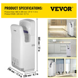 Automotive Cleaning: VEVOR Jet Hand Dryer Blade Hand Dryer Automatic High Speed for Washroom White
