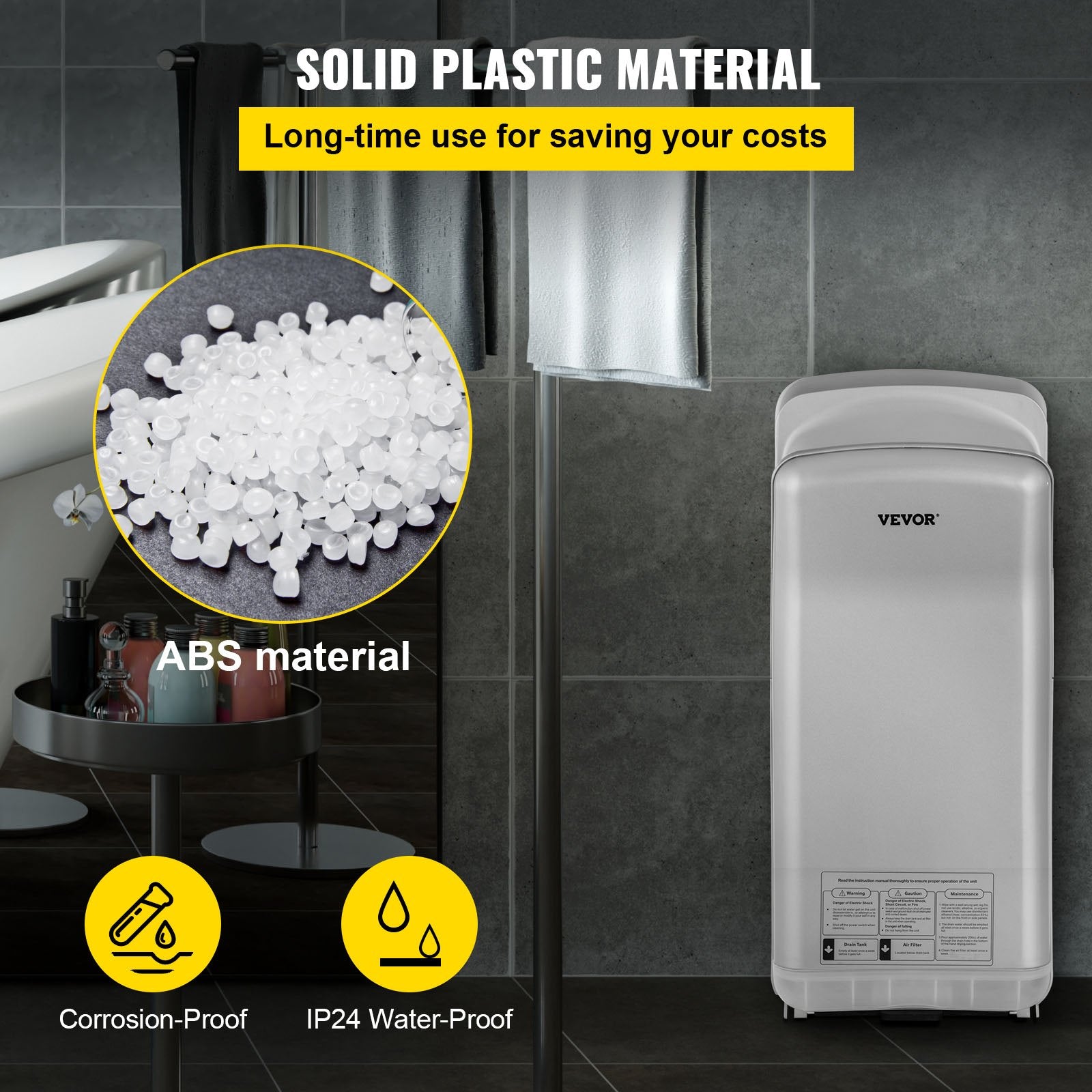 Automotive Cleaning: VEVOR Jet Hand Dryer Blade Hand Dryer Automatic High Speed for Washroom Silver