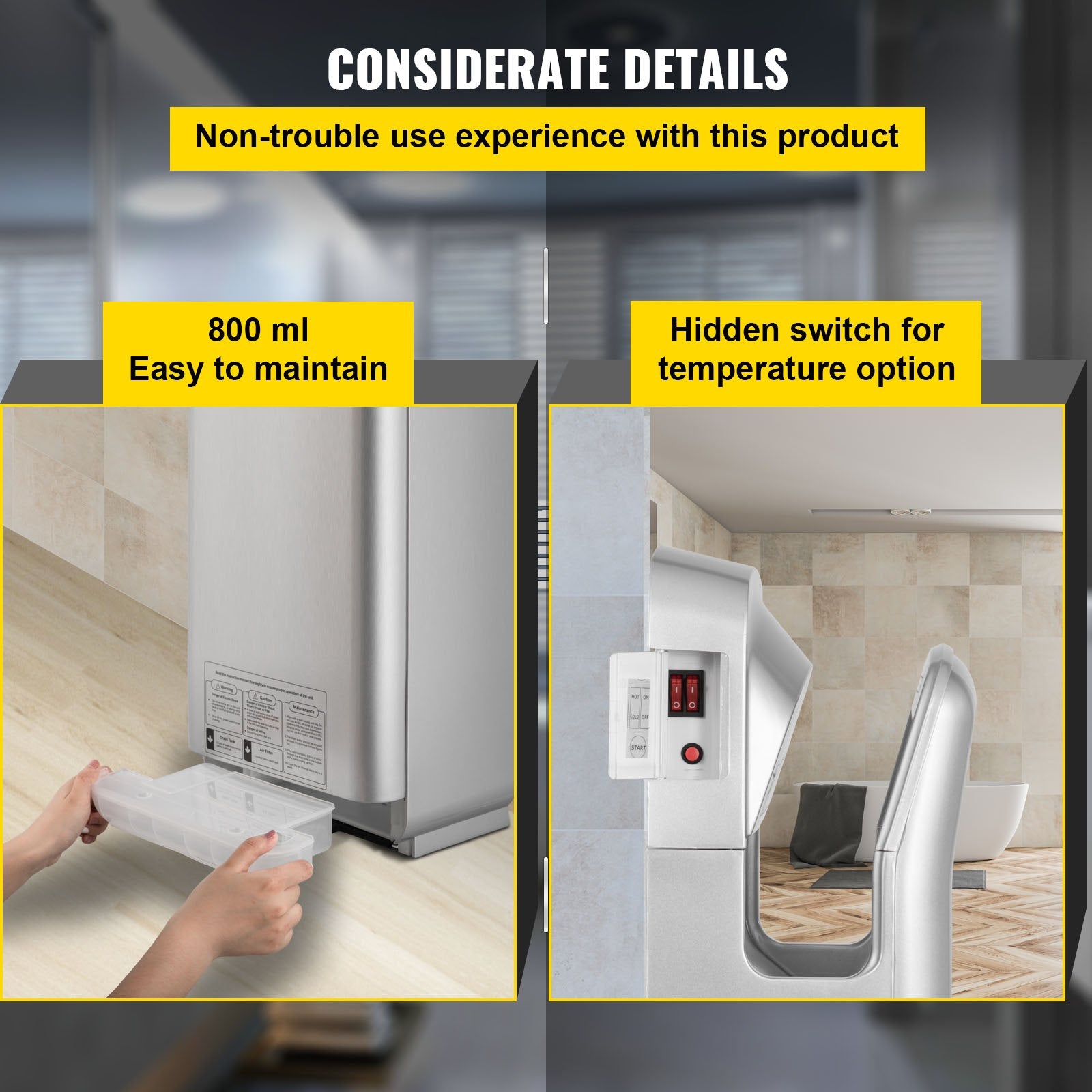 Automotive Cleaning: VEVOR Jet Hand Dryer Blade Hand Dryer Automatic High Speed for Washroom Silver