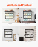 Coat Racks: VEVOR Coffee Mug Holder Wall Mounted w/ 12 Movable Hooks and Top Shelf Cup Rack