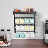 Coat Racks: VEVOR Coffee Mug Holder Wall Mounted w/ 12 Movable Hooks and Top Shelf Cup Rack