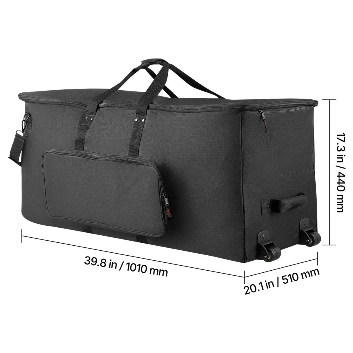 Electronic Drum Kit Bag, 600D, Padded Drum Bag with Wheels, Large 920 x 420 x 410 mm Interior, Lightweight Travel Case with Detachable Dividers, and Multiple Pockets, for Electric Drums, Black