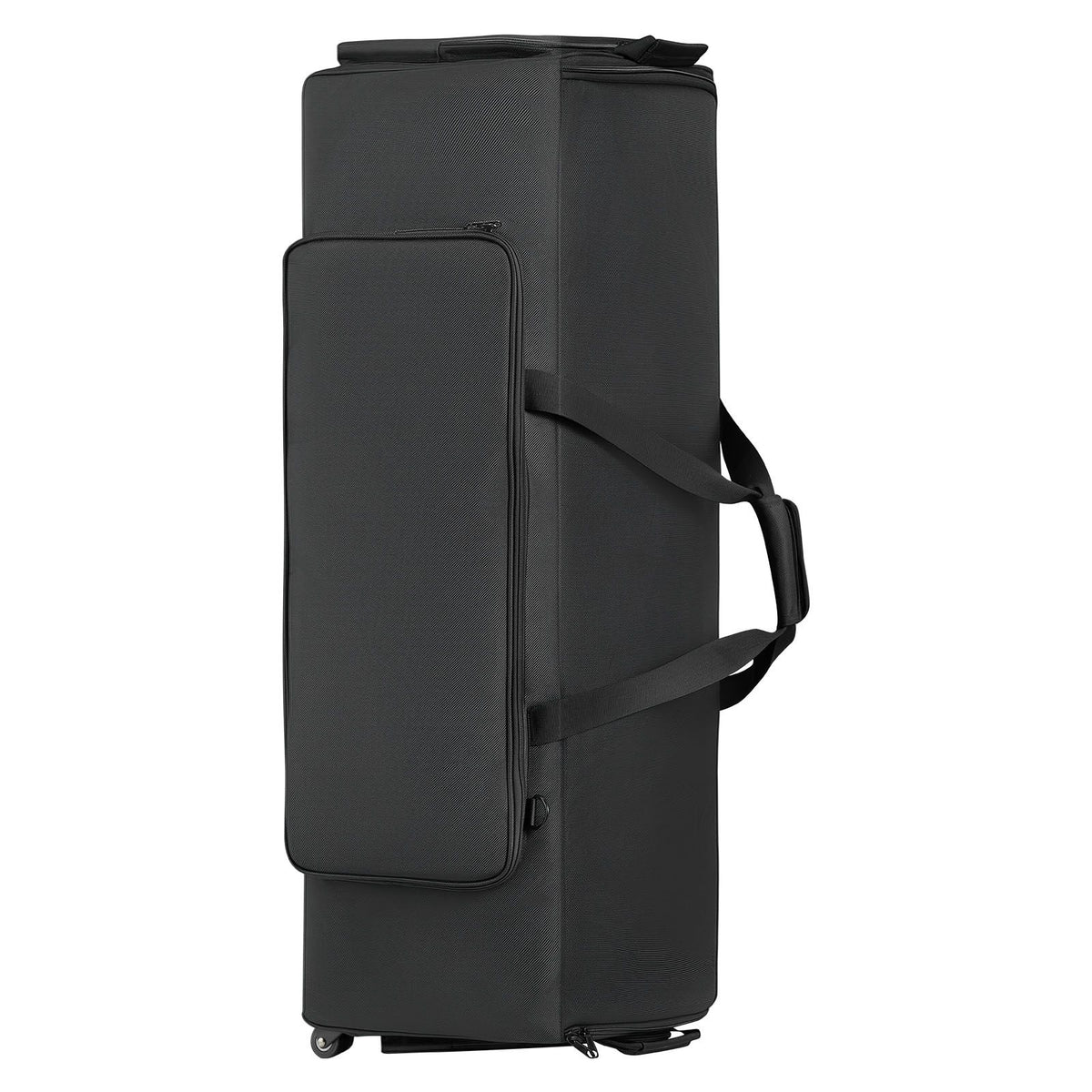 Drum Hardware Bag with Wheels, 1680D, Drum Set Equipment Carry Bag, Carrying Case with Sturdy Handle, Durable Zipper, Smooth PVC Wheels, Multiple Pockets, for Hardware and Stand Accessory, Black