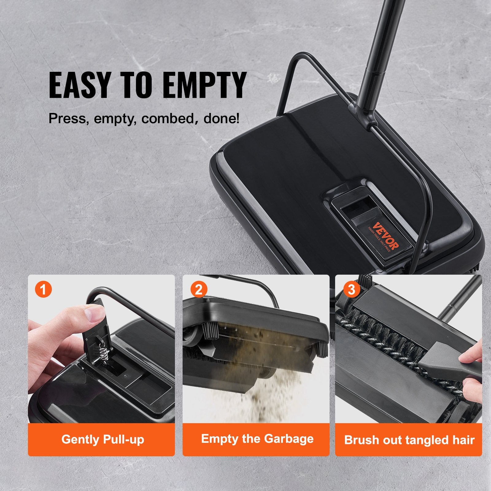 Commercial Cleaning Equipment: VEVOR Carpet Sweeper, 200 mm Sweeping Paths, Floor Sweeper Manual Non Electric, 300 ml Dustbin Capacity with Comb for Home Office Rugs Hardwood Surfaces Wood Floors Laminate, Cleans Dust Pet Hair