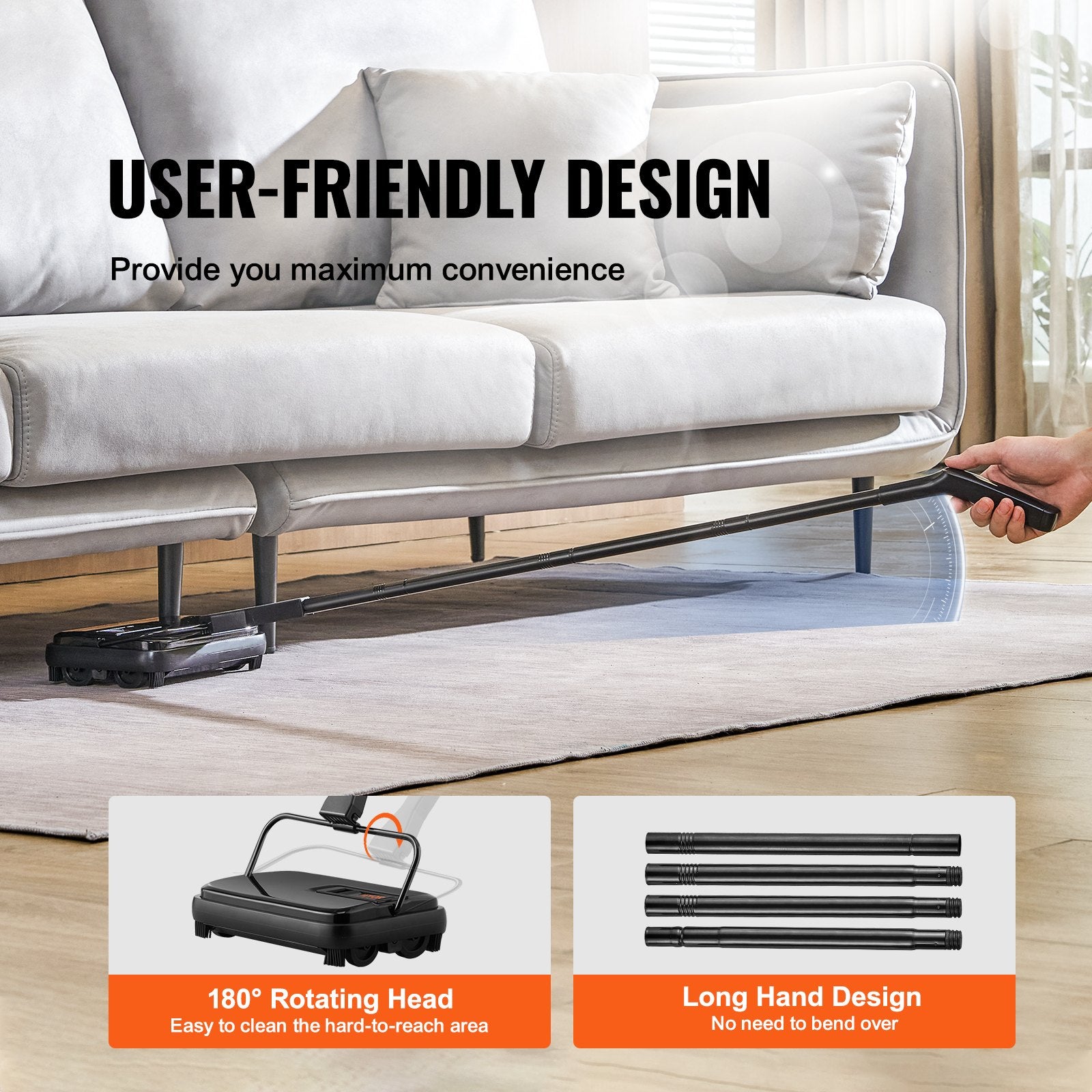 Commercial Cleaning Equipment: VEVOR Carpet Sweeper, 200 mm Sweeping Paths, Floor Sweeper Manual Non Electric, 300 ml Dustbin Capacity with Comb for Home Office Rugs Hardwood Surfaces Wood Floors Laminate, Cleans Dust Pet Hair
