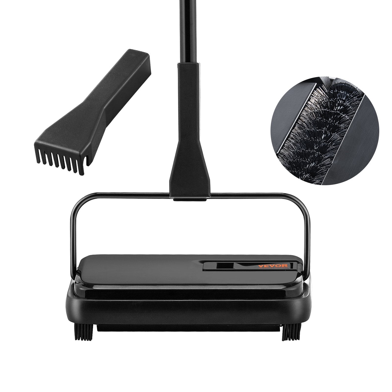 Commercial Cleaning Equipment: VEVOR Carpet Sweeper, 200 mm Sweeping Paths, Floor Sweeper Manual Non Electric, 300 ml Dustbin Capacity with Comb for Home Office Rugs Hardwood Surfaces Wood Floors Laminate, Cleans Dust Pet Hair