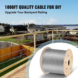 Automotive Repair & Speciality Tools: VEVOR Stainless Steel Cable Railing 3/16" x 1000ft, Wire Rope 316 Marine Grade, Braided Aircraft Cable 1x19 Strands Construction for Deck,Rail,Balusters,Stair,Handrail,Porch,Fence
