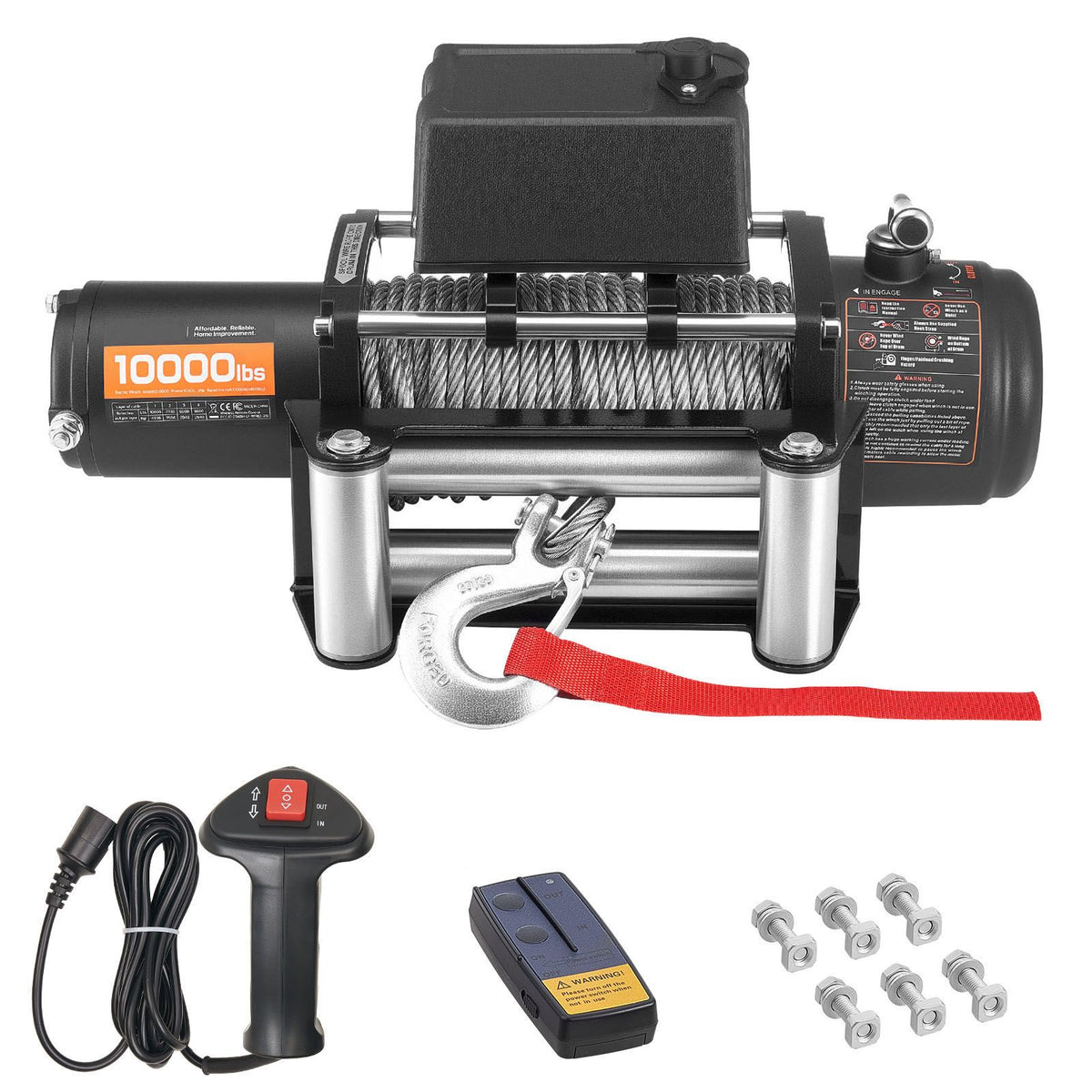 Electric Winch, 4500 kg Load Capacity, 12V DC Truck Winch with Φ8.3 mm x 19.8 m Steel Rope, Wireless & Wired Remote Control, IP55 Waterproof for Towing SUV Jeep Trailer Boat Off-Road Vehicle