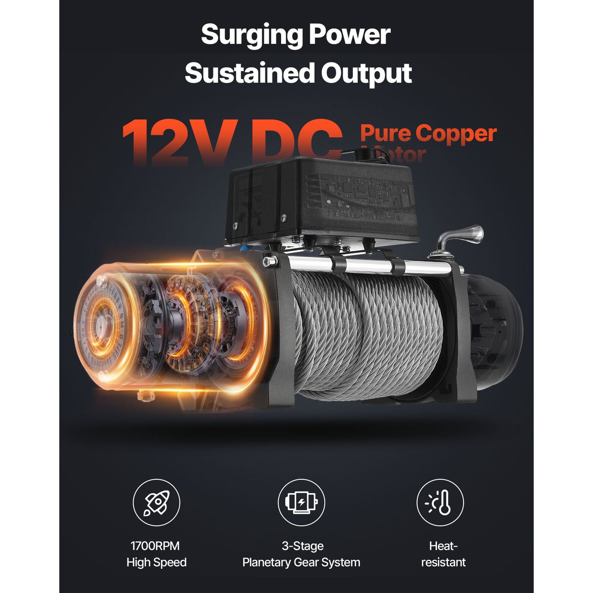 Electric Winch, 4500 kg Load Capacity, 12V DC Truck Winch with Φ8.3 mm x 19.8 m Steel Rope, Wireless & Wired Remote Control, IP55 Waterproof for Towing SUV Jeep Trailer Boat Off-Road Vehicle