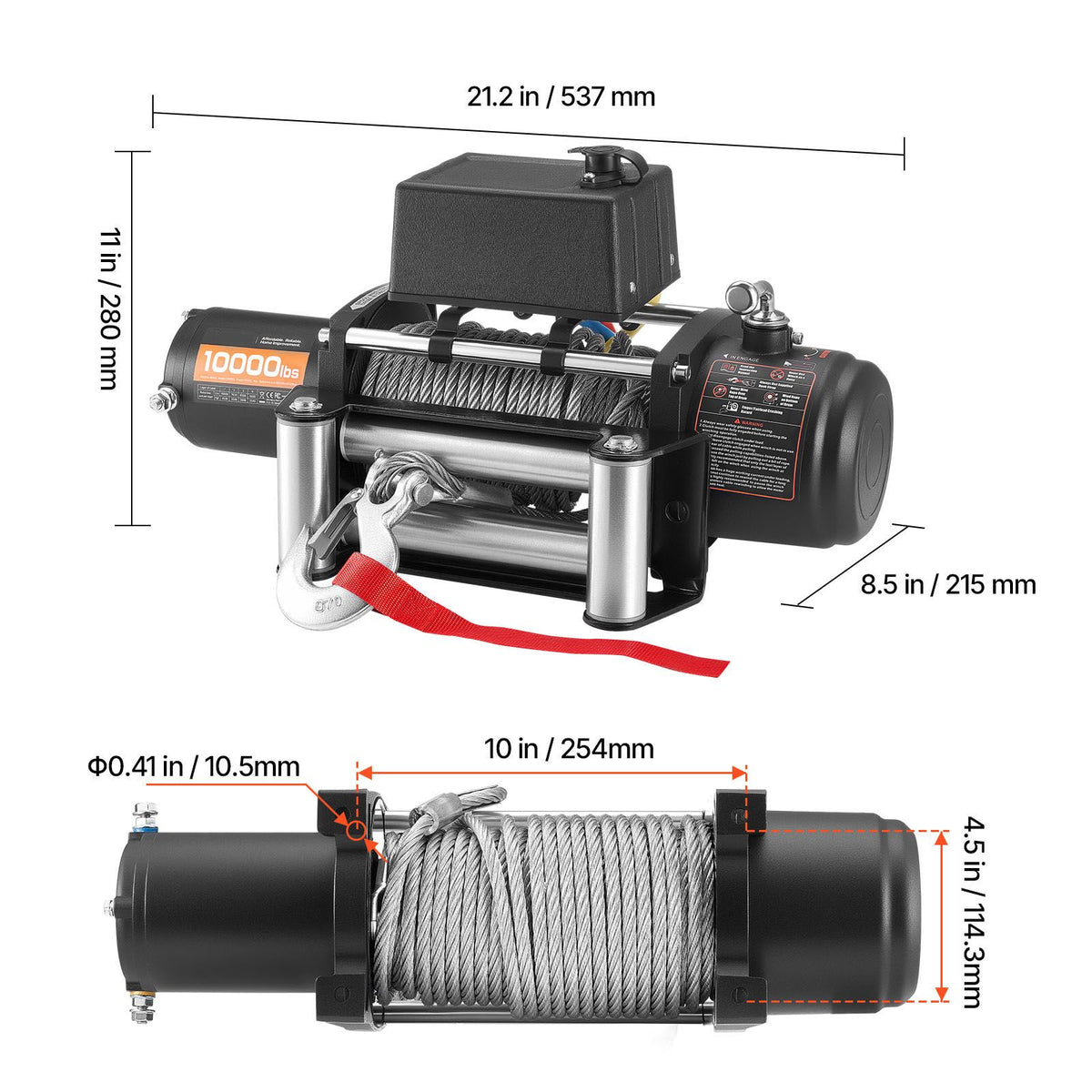 Electric Winch, 4500 kg Load Capacity, 12V DC Truck Winch with Φ8.3 mm x 19.8 m Steel Rope, Wireless & Wired Remote Control, IP55 Waterproof for Towing SUV Jeep Trailer Boat Off-Road Vehicle