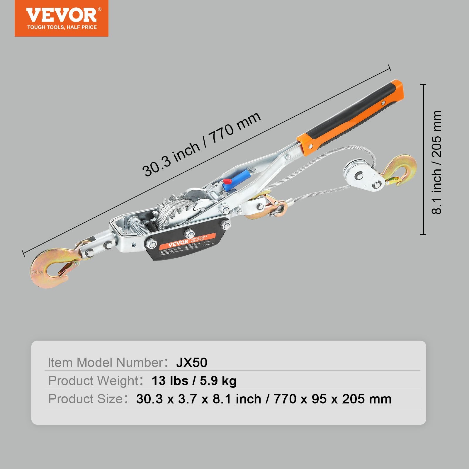 Gardening Tools: VEVOR Come Along Winch, 5 Ton Max Pulling Capacity, 3.5 m Steel Cable, 3 Hooks, Heavy Duty Ratchet Power Puller Tool with Dual Gears, Automotive Hoist Cable Puller Ideal for Vehicle Rescue
