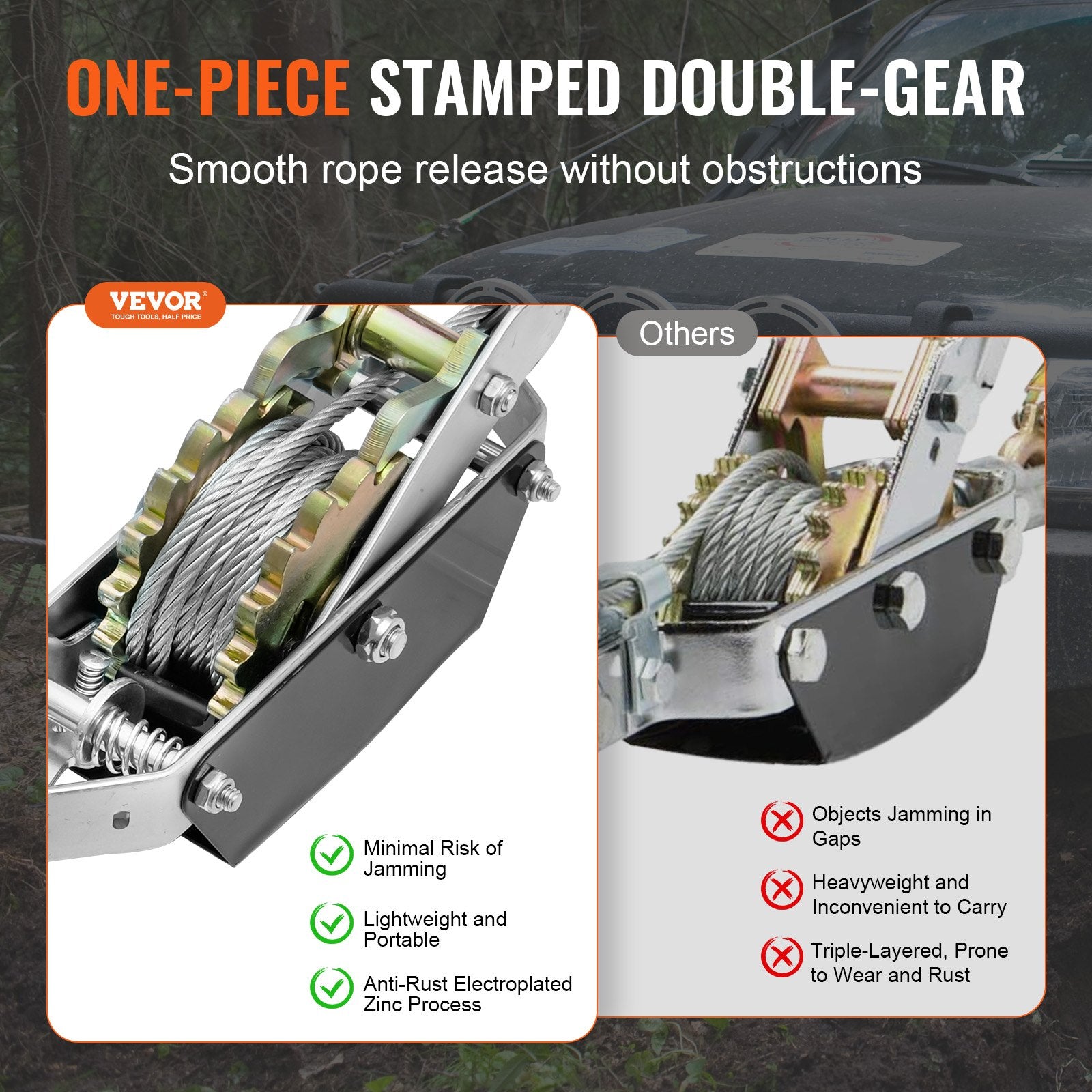 Automotive Lifts & Hoists: VEVOR Power Puller Come Along Winch 2 Ton 4409 lbs Heavy Duty Pull Hoist 2 Hooks