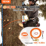 Building Materials: VEVOR 12.7mm Steel Core Flipline, 16ft(4.8m)Arborist Flipline for Tree Climbing with Alloy Steel Snap Hook & Aluminum Alloy Carabiner, 30KN Breaking Tension for Fall Protection, Tree Climber