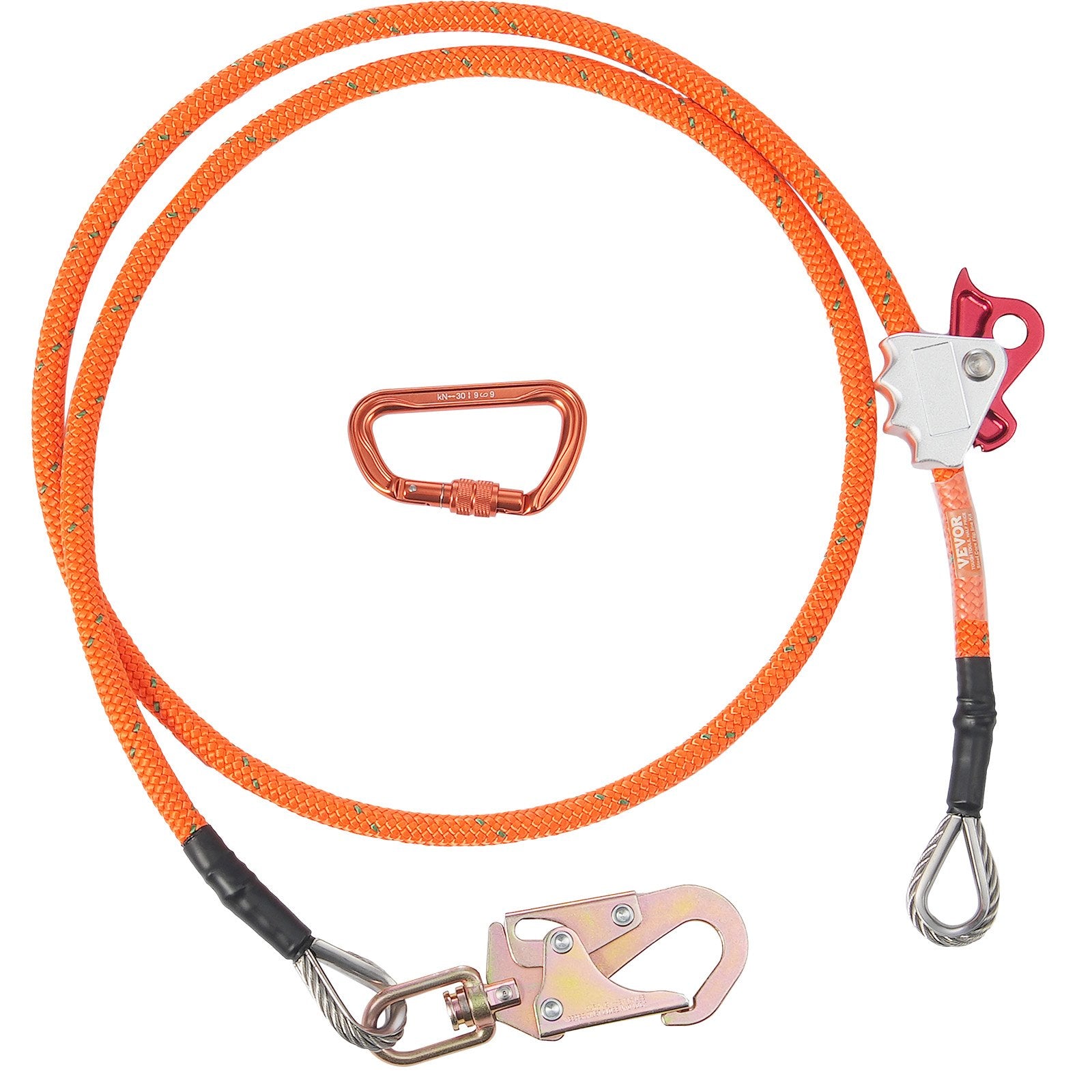Outdoor Play Equipment: VEVOR 16mm Steel Core Flipline 8ft(2.4m) Arborist Flipline for Fall Protection