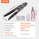 Cutters: VEVOR Crimping Tool, Up To 2.2mm Wire Rope Crimping Tool, Crimping Loop Sleeve Kit with a Cable Cutter and 160pcs Aluminum Buckles, Teflon Coating Anti-Rust Fishing Crimping Tool