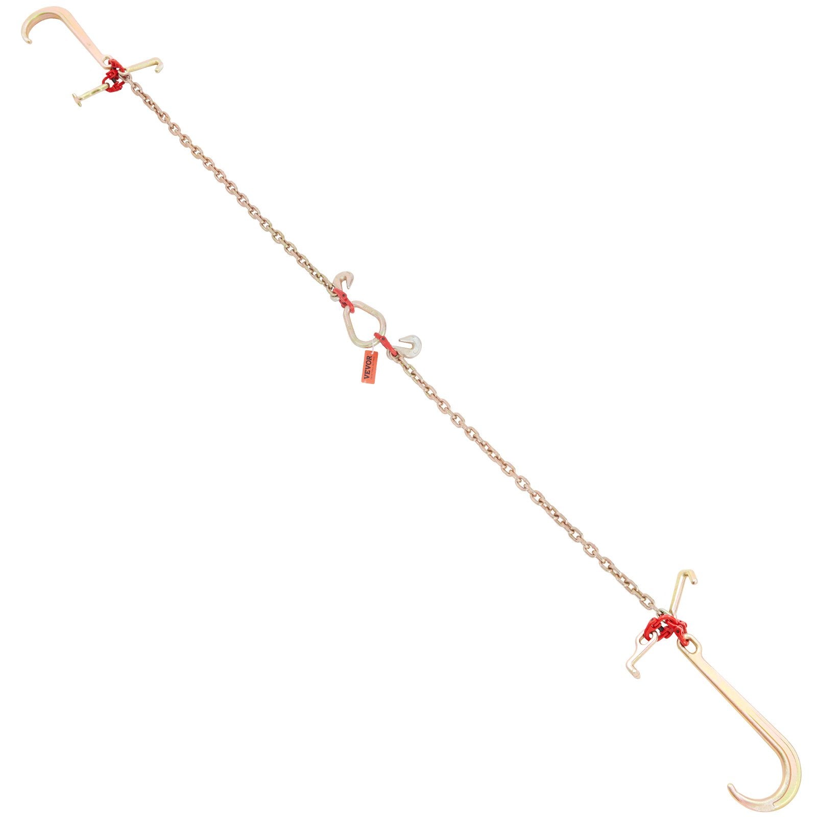 Building Materials: VEVOR V-Chain Bridle, 4364 kg Working Load Limit, 8 x 914.4 mm G80 Tow Chain with RTJ Cluster Hooks, DOT Certified, Galvanized Coating Manganese Steel & D-Shackle, for Lifting & Moving Activities