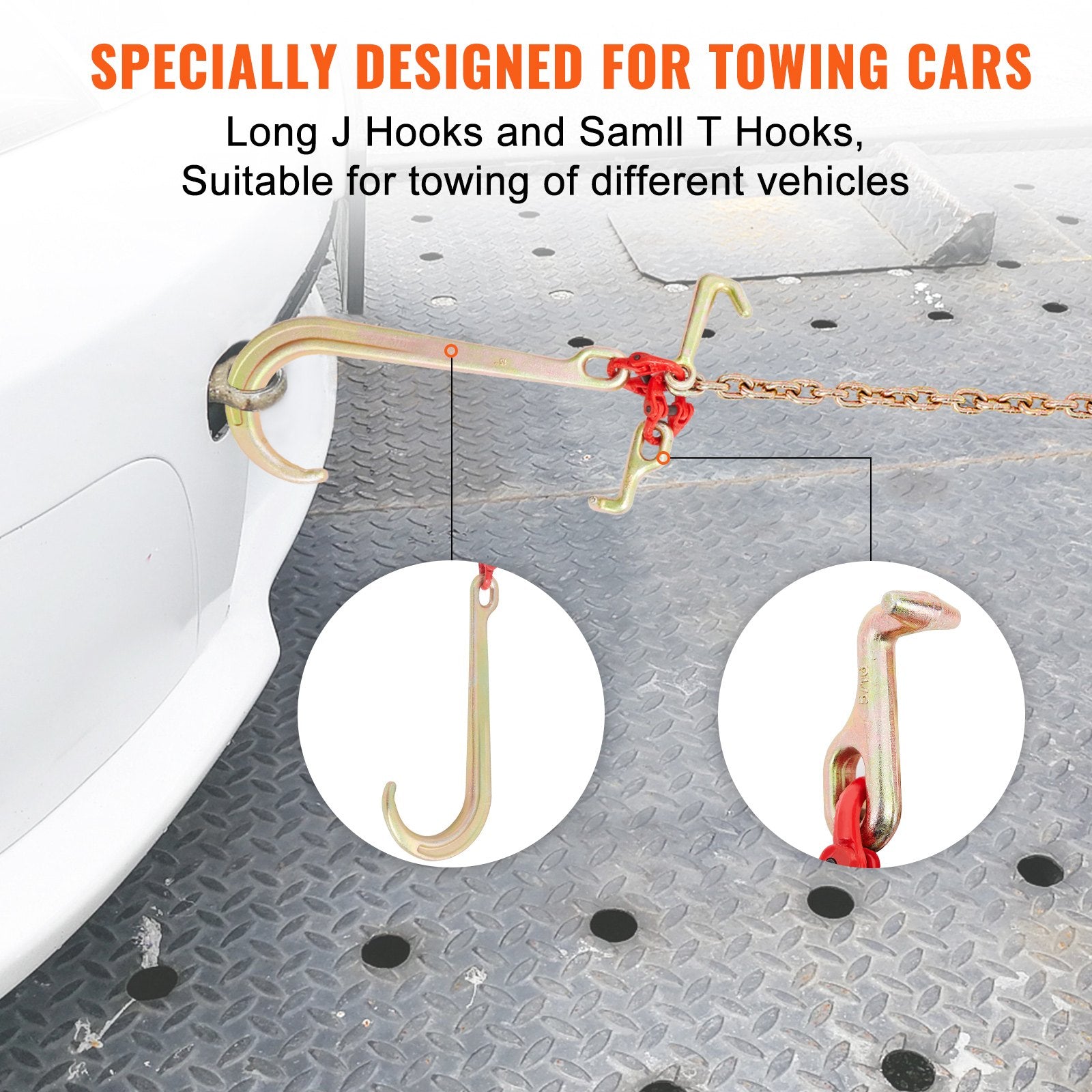 Building Materials: VEVOR V-Chain Bridle, 4364 kg Working Load Limit, 8 x 914.4 mm G80 Tow Chain with RTJ Cluster Hooks, DOT Certified, Galvanized Coating Manganese Steel & D-Shackle, for Lifting & Moving Activities