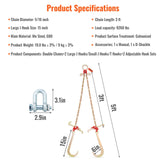 Building Materials: VEVOR V-Chain Bridle, 4364 kg Working Load Limit, 8 x 914.4 mm G80 Tow Chain with RTJ Cluster Hooks, DOT Certified, Galvanized Coating Manganese Steel & D-Shackle, for Lifting & Moving Activities