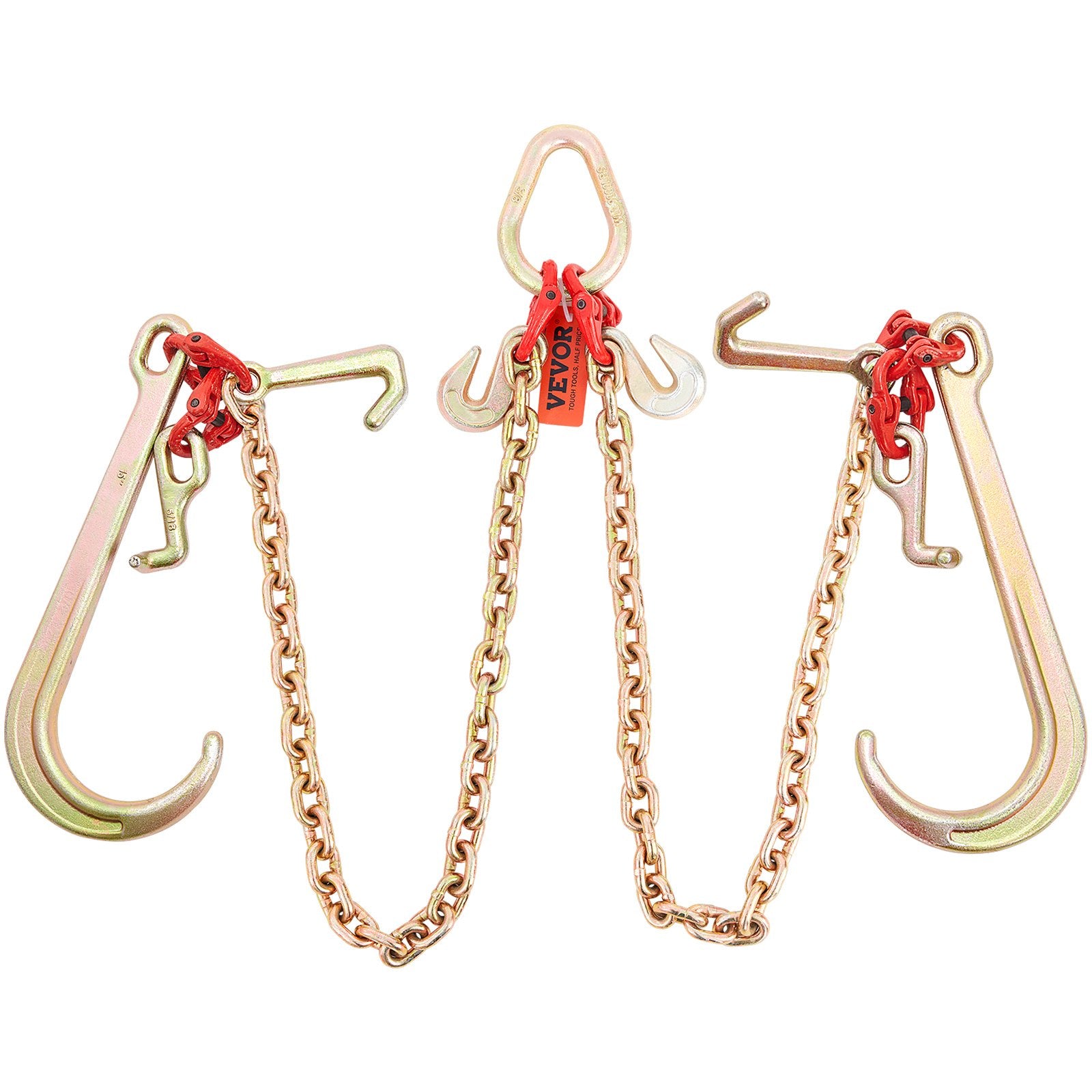 Building Materials: VEVOR V-Chain Bridle, 4364 kg Working Load Limit, 8 x 914.4 mm G80 Tow Chain with RTJ Cluster Hooks, DOT Certified, Galvanized Coating Manganese Steel & D-Shackle, for Lifting & Moving Activities