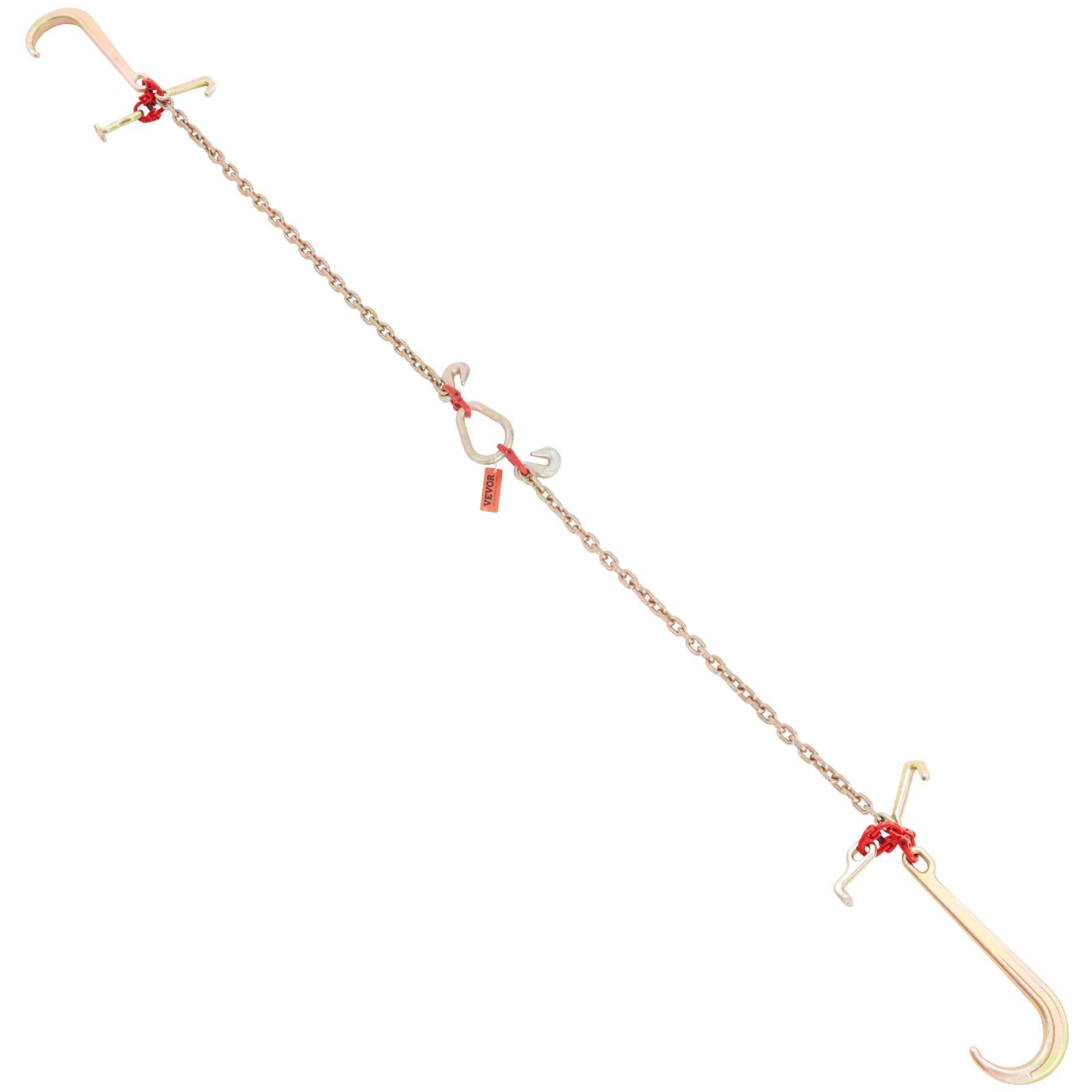 Building Materials: VEVOR V-Chain Bridle, 4364 kg Working Load Limit, 8 x 914.4 mm G80 Tow Chain with RTJ Cluster Hooks, DOT Certified, Galvanized Coating Manganese Steel & D-Shackle, for Lifting & Moving Activities