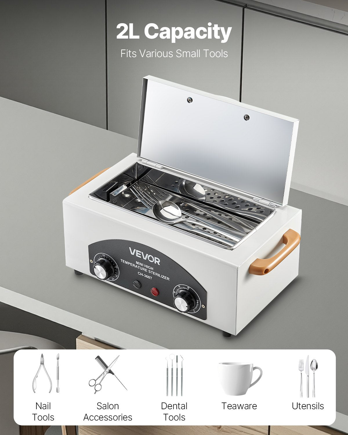 Painting Tools: VEVOR High Temperature Autoclave Machine, 2L, 300W High Temperature Cleaner Machine Box with Adjustable Temperature and Time, Dry Heat Cabinet Nail Tool Cleaner for Labs, Home, Nail and Beauty Salons
