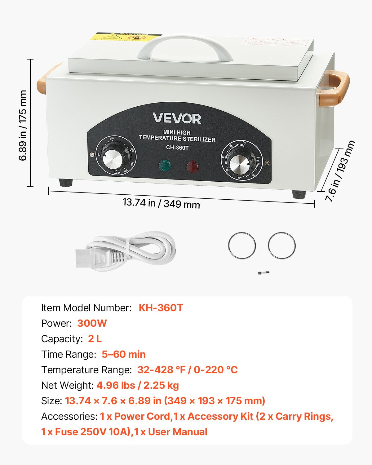 Painting Tools: VEVOR High Temperature Autoclave Machine, 2L, 300W High Temperature Cleaner Machine Box with Adjustable Temperature and Time, Dry Heat Cabinet Nail Tool Cleaner for Labs, Home, Nail and Beauty Salons