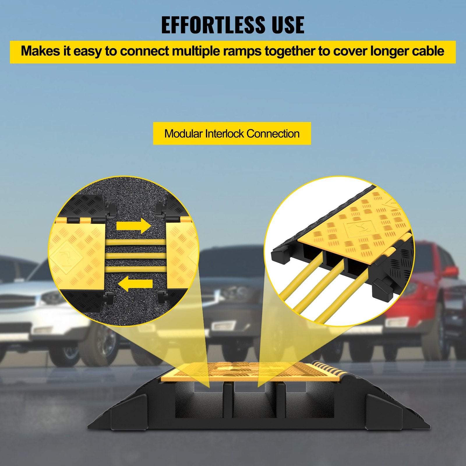 Traffic Control & Parking Tools: VEVOR Rubber Cable Guard, 3-Channel, 2 x 2.3 in - Durable Cord Protection Ramp for Driveways, 6600 lbs Capacity