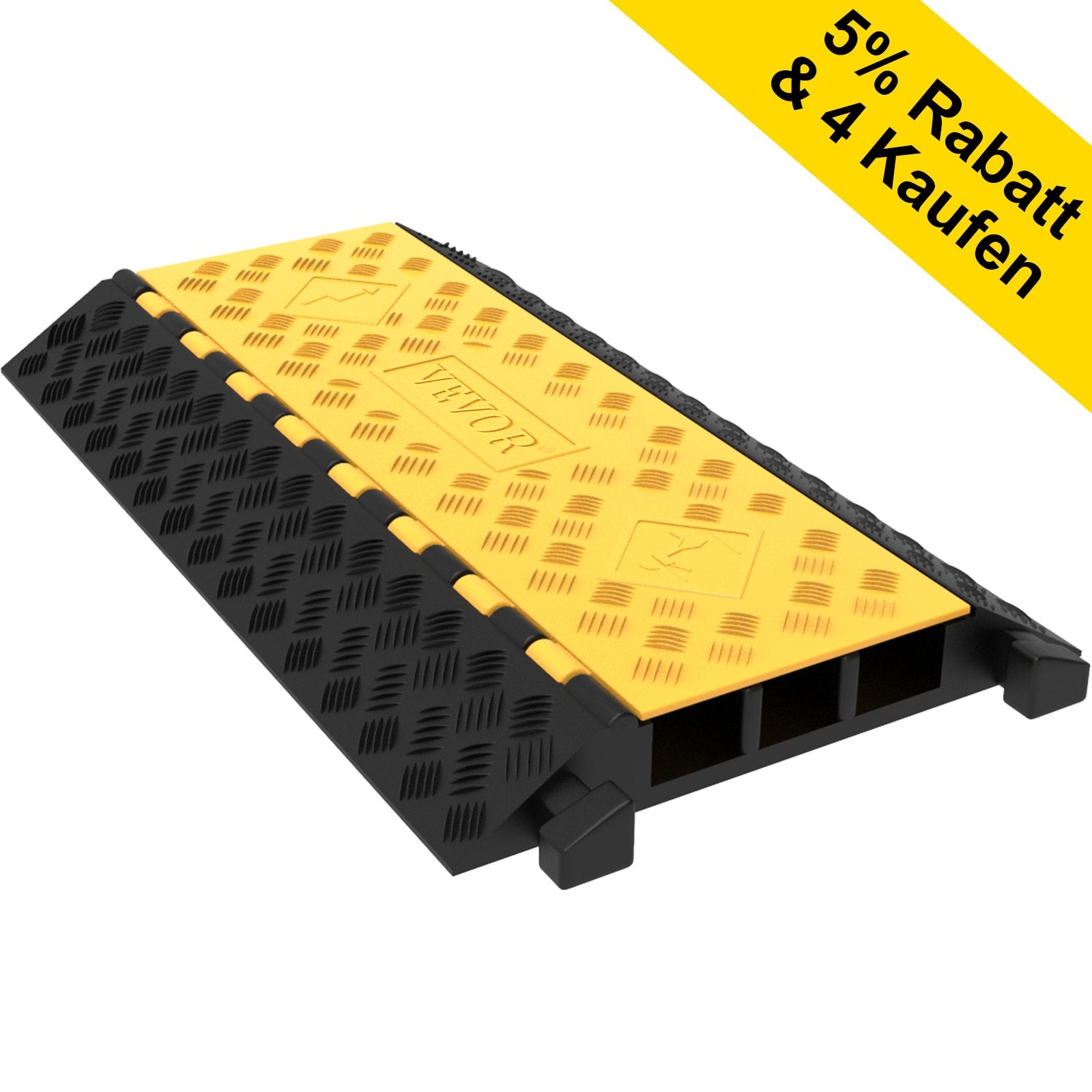 Traffic Control & Parking Tools: VEVOR Rubber Cable Guard, 3-Channel, 2 x 2.3 in - Durable Cord Protection Ramp for Driveways, 6600 lbs Capacity