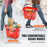 Beekeeping: VEVOR Shopping Baskets, 6PCS, 39L Shopping Carts with Handles, Plastic Rolling Shopping Basket with Wheels, Large Portable Shopping Basket Set for Supermarkets, Retail Stores, Grocery Shopping, Red