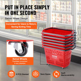 Beekeeping: VEVOR Shopping Baskets, 6PCS, 39L Shopping Carts with Handles, Plastic Rolling Shopping Basket with Wheels, Large Portable Shopping Basket Set for Supermarkets, Retail Stores, Grocery Shopping, Red