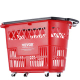 Beekeeping: VEVOR Shopping Baskets, 6PCS, 39L Shopping Carts with Handles, Plastic Rolling Shopping Basket with Wheels, Large Portable Shopping Basket Set for Supermarkets, Retail Stores, Grocery Shopping, Red