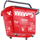 Beekeeping: VEVOR Shopping Baskets, 6PCS, 39L Shopping Carts with Handles, Plastic Rolling Shopping Basket with Wheels, Large Portable Shopping Basket Set for Supermarkets, Retail Stores, Grocery Shopping, Red