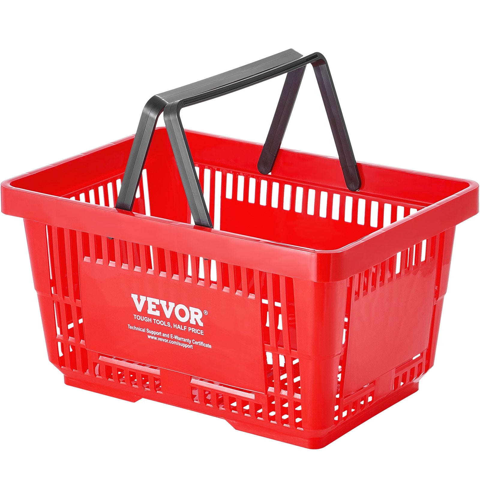 Food Storage: VEVOR Shopping Basket, Set of 12, 24L Durable Plastic Grocery Basket with Handle and Stand, 425 x 295 x 225 mm Portable Shop Basket Bulk Used for Retail Store, Supermarket, and Grocery Shopping, Red
