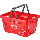 Food Storage: VEVOR Shopping Basket, Set of 12, 24L Durable Plastic Grocery Basket with Handle and Stand, 425 x 295 x 225 mm Portable Shop Basket Bulk Used for Retail Store, Supermarket, and Grocery Shopping, Red