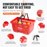 Food Storage: VEVOR Shopping Basket, Set of 12, 24L Durable Plastic Grocery Basket with Handle and Stand, 425 x 295 x 225 mm Portable Shop Basket Bulk Used for Retail Store, Supermarket, and Grocery Shopping, Red