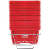 Food Storage: VEVOR Shopping Basket, Set of 12, 24L Durable Plastic Grocery Basket with Handle and Stand, 425 x 295 x 225 mm Portable Shop Basket Bulk Used for Retail Store, Supermarket, and Grocery Shopping, Red
