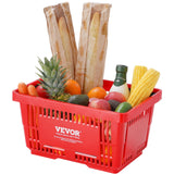Food Storage: VEVOR Shopping Basket, Set of 12, 24L Durable Plastic Grocery Basket with Handle and Stand, 425 x 295 x 225 mm Portable Shop Basket Bulk Used for Retail Store, Supermarket, and Grocery Shopping, Red
