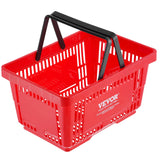 Food Storage: VEVOR Shopping Basket, Set of 12, 24L Durable Plastic Grocery Basket with Handle and Stand, 425 x 295 x 225 mm Portable Shop Basket Bulk Used for Retail Store, Supermarket, and Grocery Shopping, Red