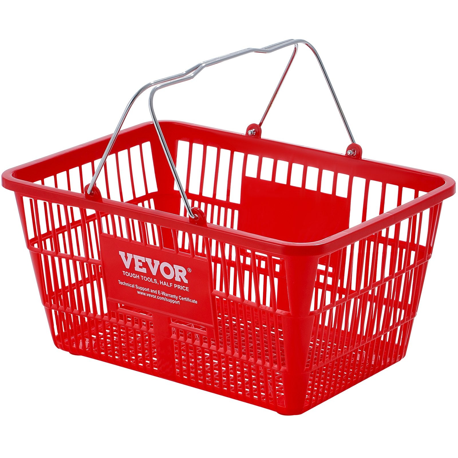 Food Storage: VEVOR Shopping Basket, Set of 12, 21L Durable Plastic Grocery Basket with Metal Handle and Stand, 425 x 305 x 218 mm Portable Shop Basket Bulk Used for Retail Store Supermarket Grocery Shopping, Red