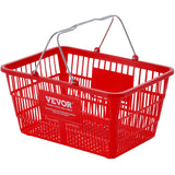Food Storage: VEVOR Shopping Basket, Set of 12, 21L Durable Plastic Grocery Basket with Metal Handle and Stand, 425 x 305 x 218 mm Portable Shop Basket Bulk Used for Retail Store Supermarket Grocery Shopping, Red