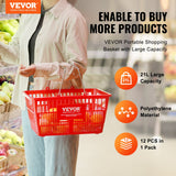 Food Storage: VEVOR Shopping Basket, Set of 12, 21L Durable Plastic Grocery Basket with Metal Handle and Stand, 425 x 305 x 218 mm Portable Shop Basket Bulk Used for Retail Store Supermarket Grocery Shopping, Red