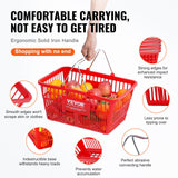 Food Storage: VEVOR Shopping Basket, Set of 12, 21L Durable Plastic Grocery Basket with Metal Handle and Stand, 425 x 305 x 218 mm Portable Shop Basket Bulk Used for Retail Store Supermarket Grocery Shopping, Red