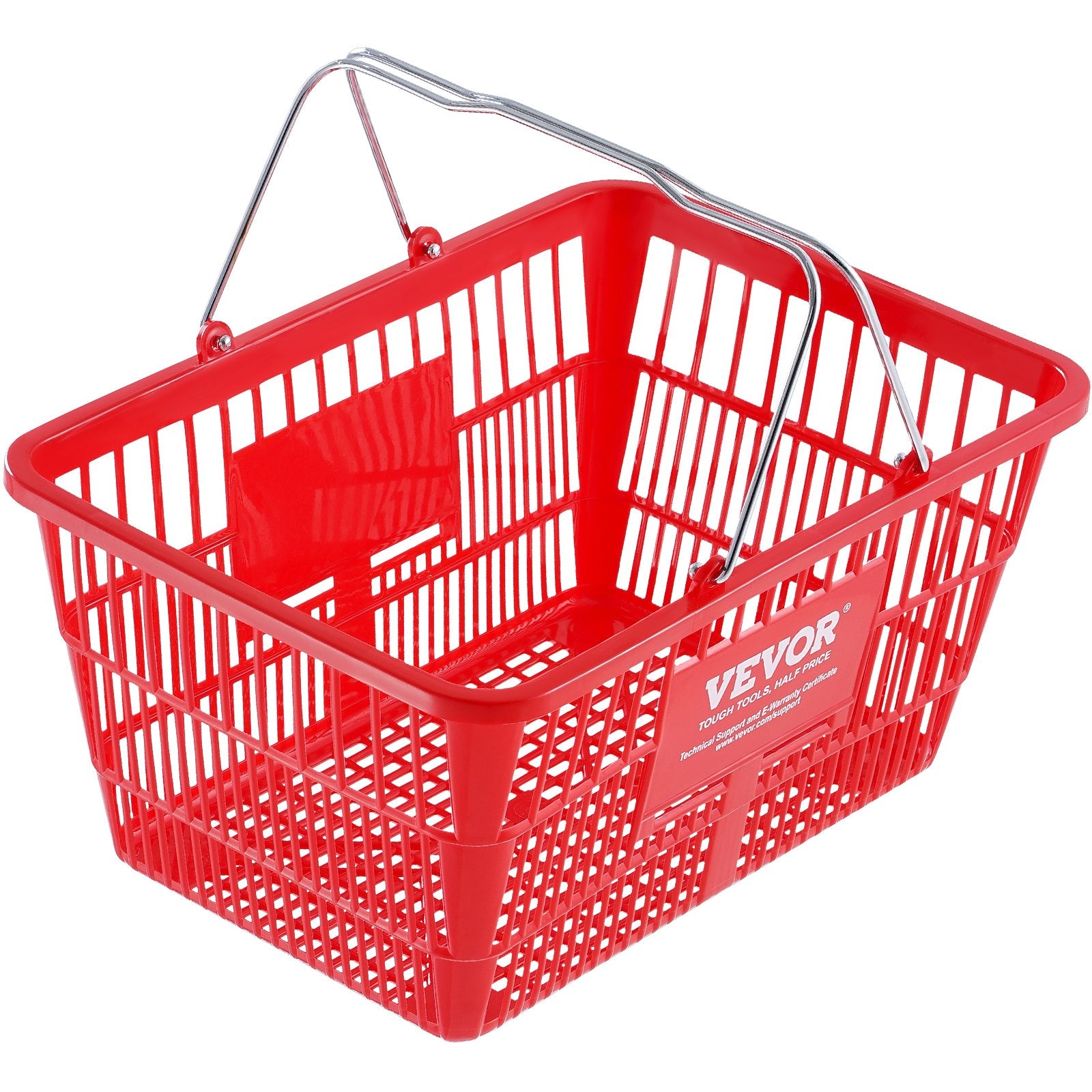 Food Storage: VEVOR Shopping Basket, Set of 12, 21L Durable Plastic Grocery Basket with Metal Handle and Stand, 425 x 305 x 218 mm Portable Shop Basket Bulk Used for Retail Store Supermarket Grocery Shopping, Red