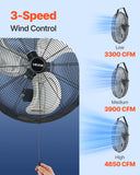 Automotive Repair & Speciality Tools: VEVOR 615mm Industrial Wall Mount Fan 3 Speed 4650 CFM for Garage Greenhouse