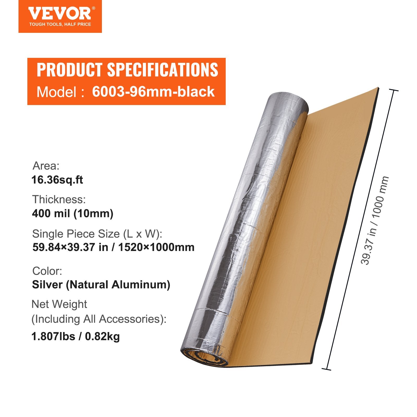 Audio Accessories: VEVOR Car Sound Deadening Mat, 400 mil 1.5sq.m Automotive Sound Deadener, High Density Foam Sound Deadener Material & Heat Barrier, Double Layer Waterproof Structure Acoustic Insulation Mat