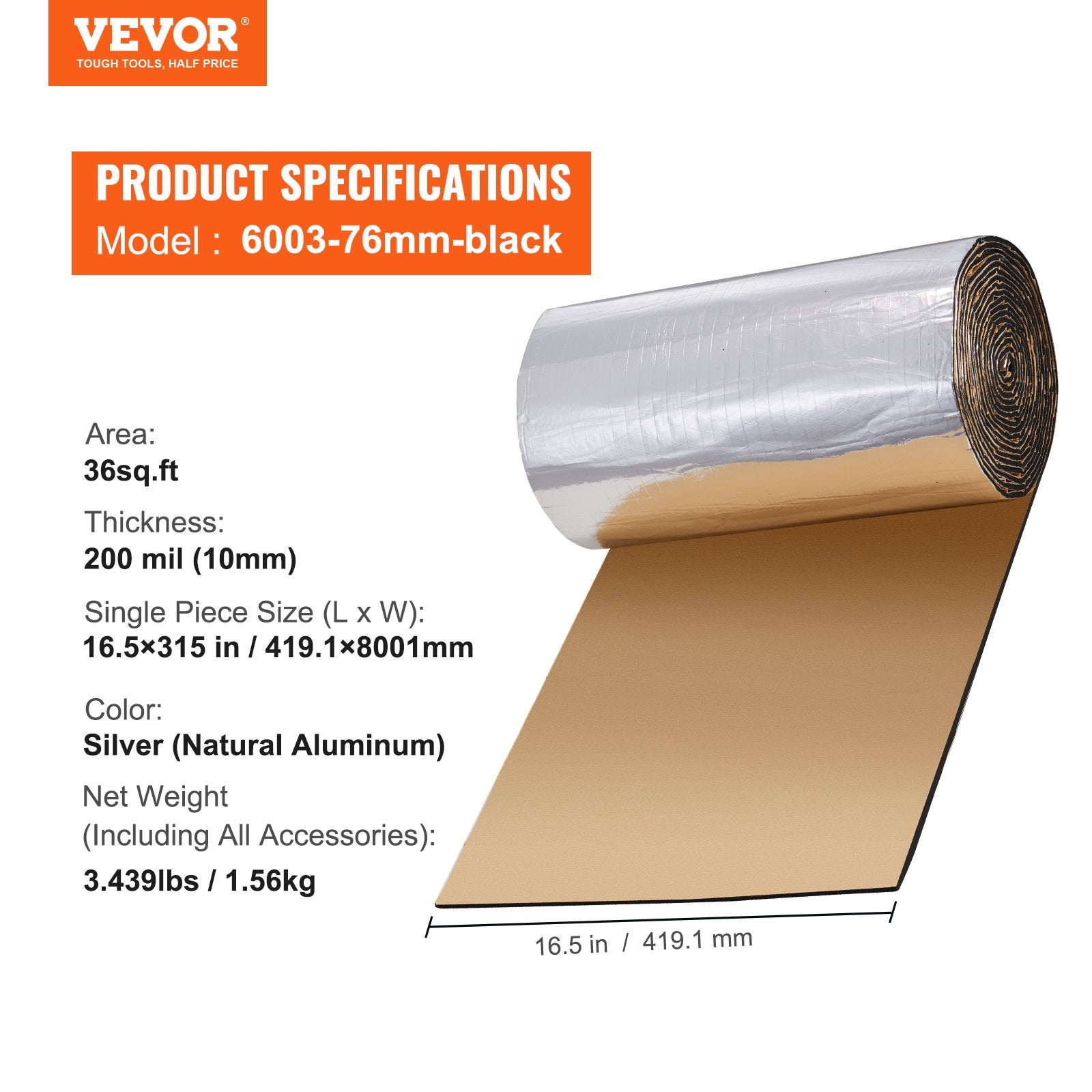 Car Sound Deadening Mat, 200 mil 3.3sq.m Automotive Sound Deadener, High Density Foam Sound Deadener Material & Heat Barrier, Double Layer Waterproof Structure Acoustic Insulation Mat