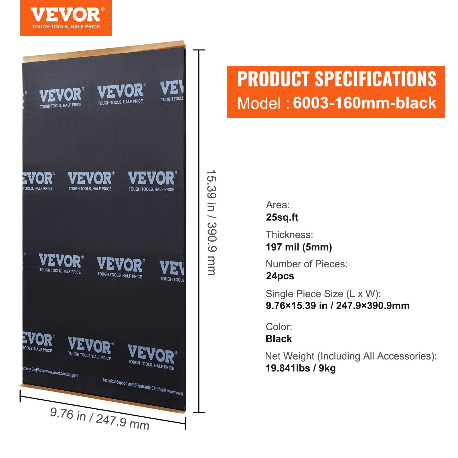 Automotive Decor: VEVOR Car Sound Deadening Mat, 200 mil 2.3sq.m Car Sound Dampening Material, Butyl Automotive Sound Deadener, Noise Insulation and Vibration Dampening Material for Car