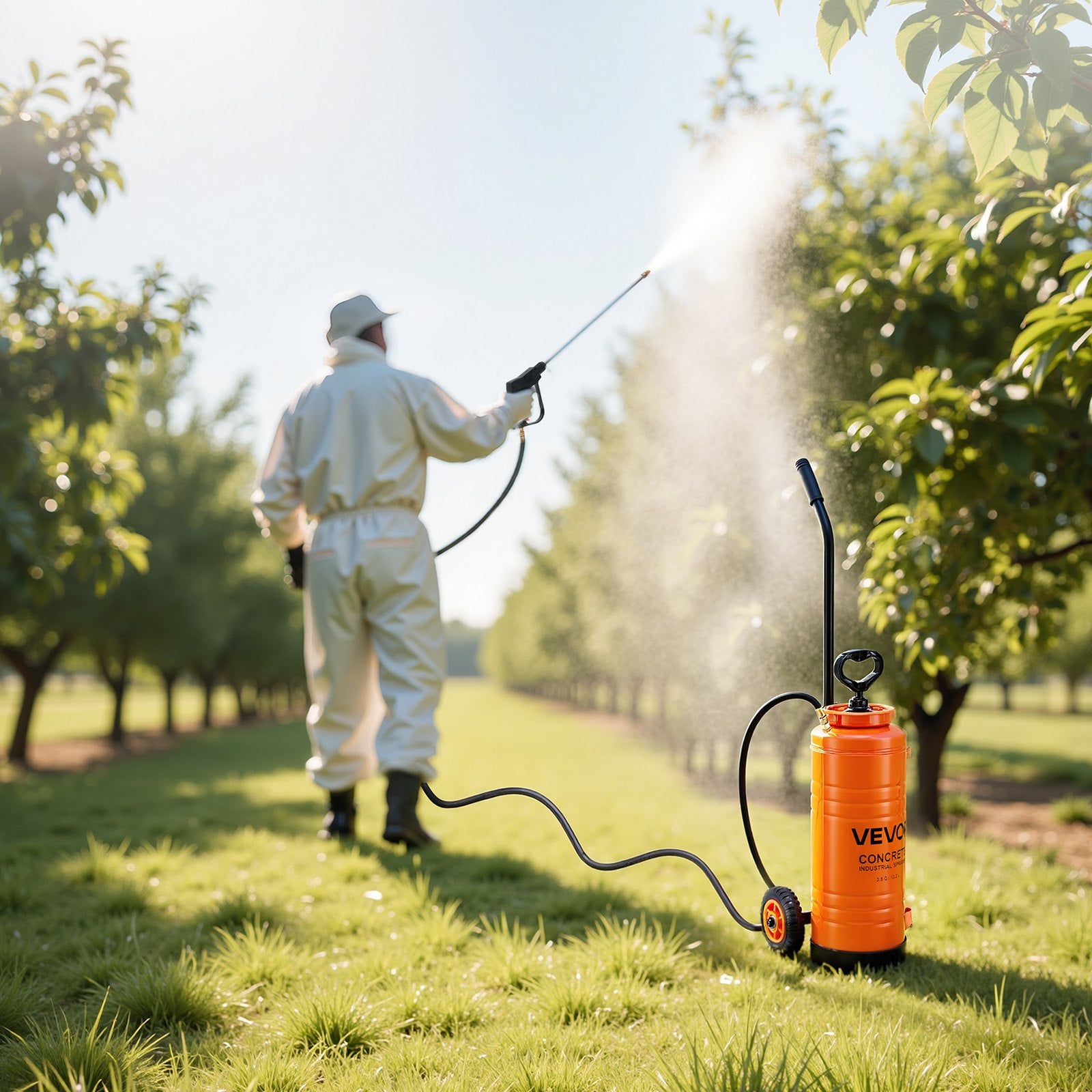 Salt & Pepper Shakers: VEVOR Industrial Concrete Sprayer with Wheeled Cart, 14L Stainless Steel Sprayer, Heavy Duty Tri-Poxy Pump Sprayers, 52cm Wand, 1.2m & 3m Hoses, 2 Brass Nozzles for Construction, Lawn & Garden